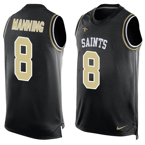 Nike Saints #8 Archie Manning Black Team Color Men's Stitched NFL Limited Tank Top Jersey - Click Image to Close